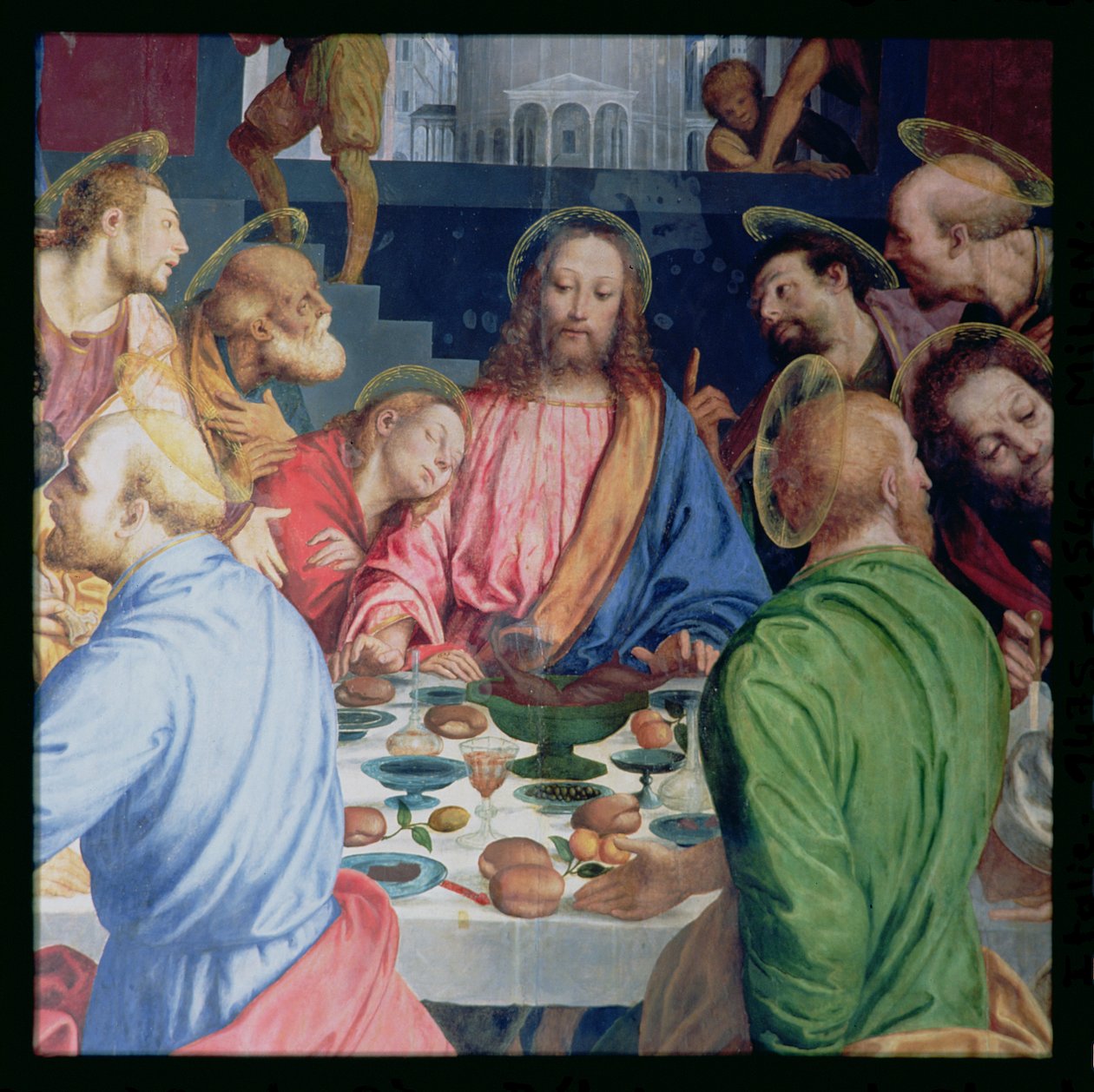Poslední večeře, detail Krista od Gaudenzio Ferrari