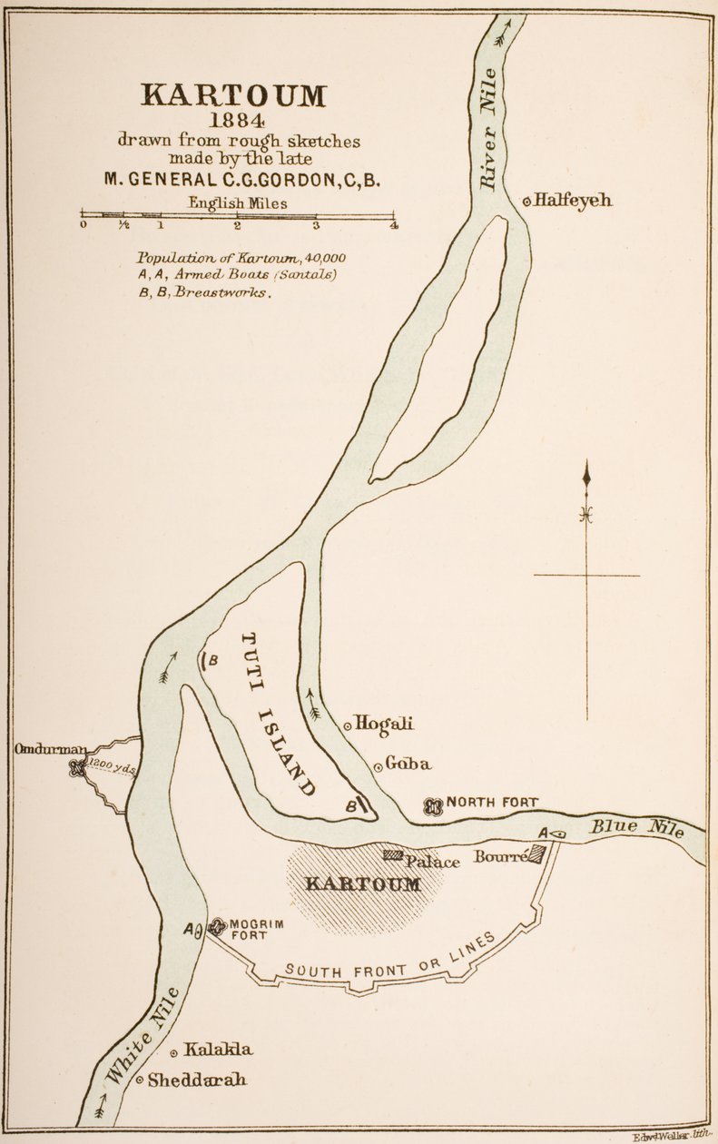 Chartúm, Súdán, 1884, z „Žurnály generálmajora C.G. Gordon, CBat Chartúm