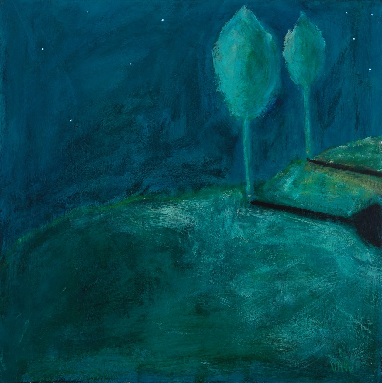 Stand Together, 2018 (akryl na desce) od Genevieve French