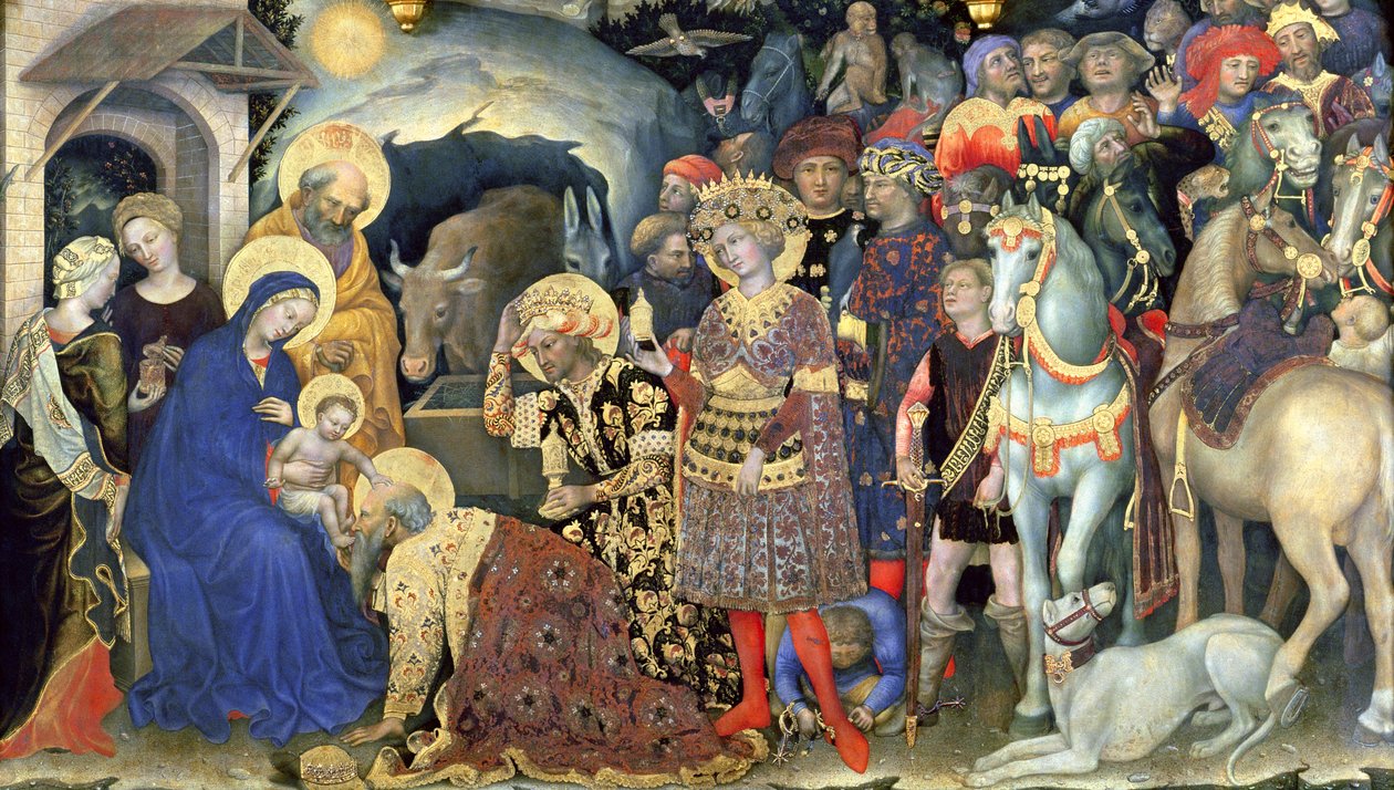 Detail Klanění tří králů, 1423 (tempera na panelu) od Gentile da Fabriano