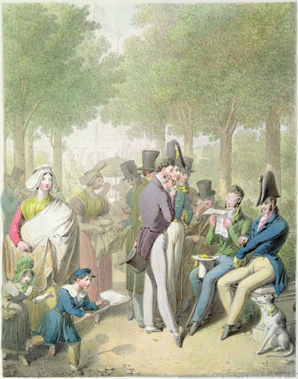 Jardin des Tuileries, z knihy "Tableau de Paris od Georg Emanuel Opitz
