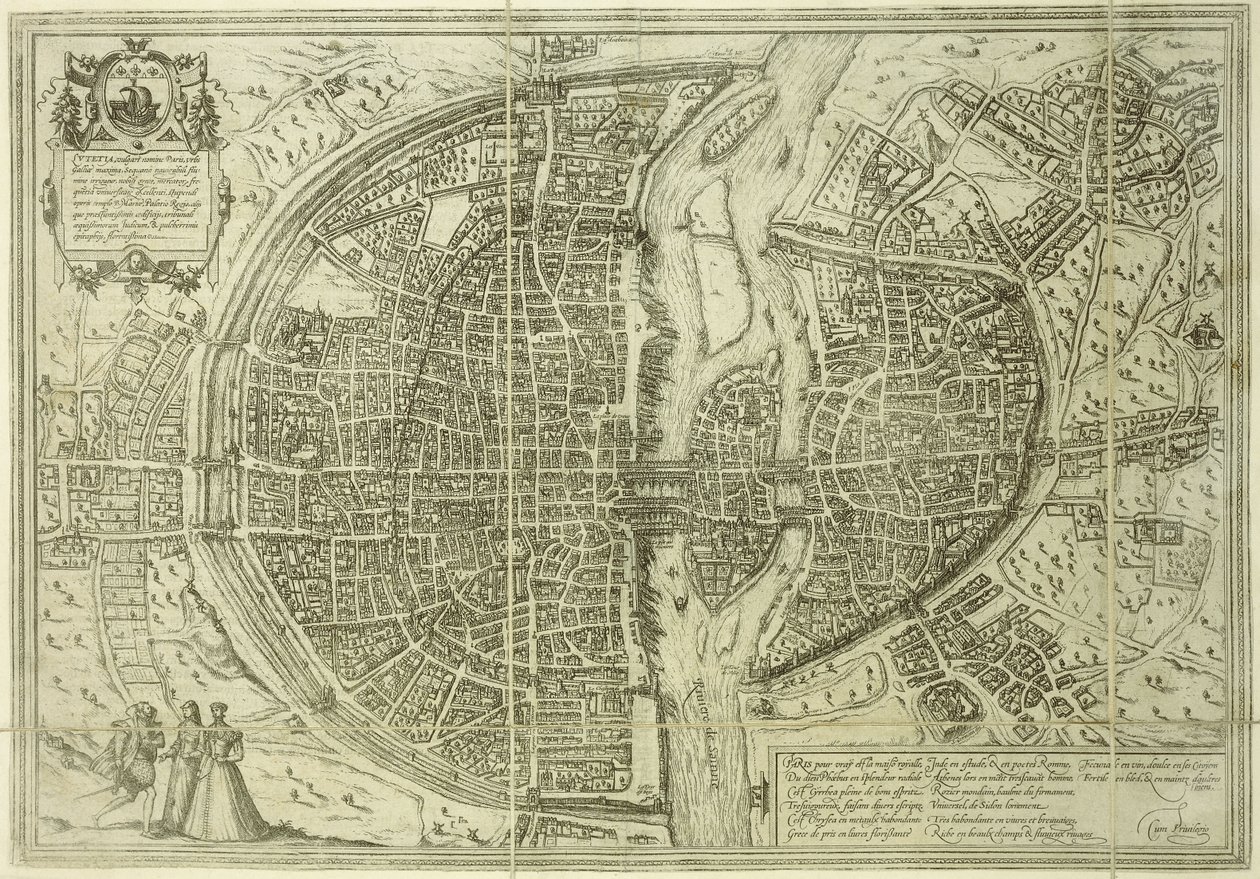 Plán města Paříže, 1572 od Georg Braun