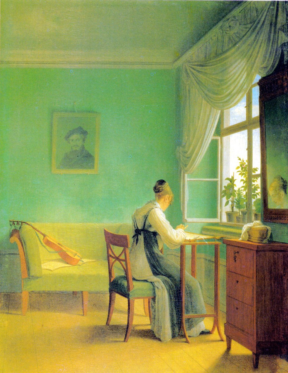 Výšivka žena od Georg Friedrich Kersting