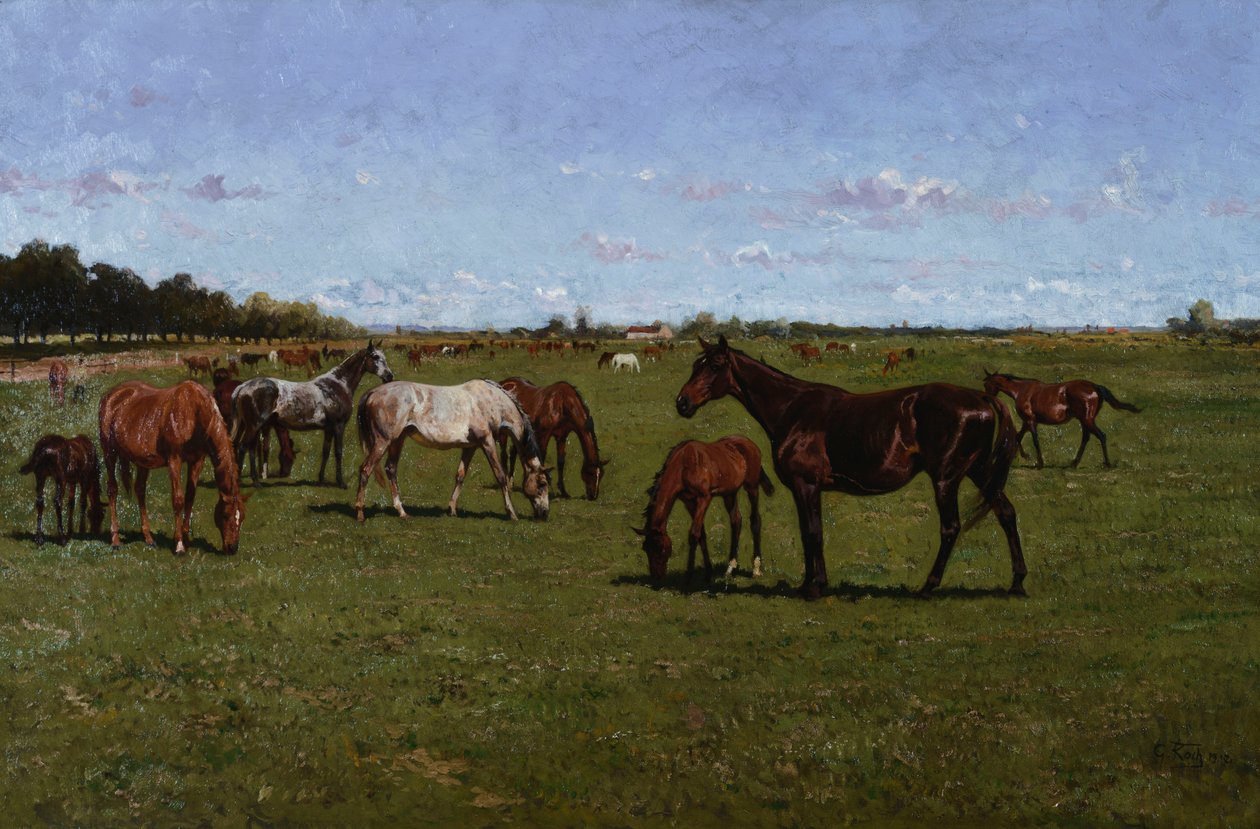 Klisny a hříbata, 1917 od Georg Koch