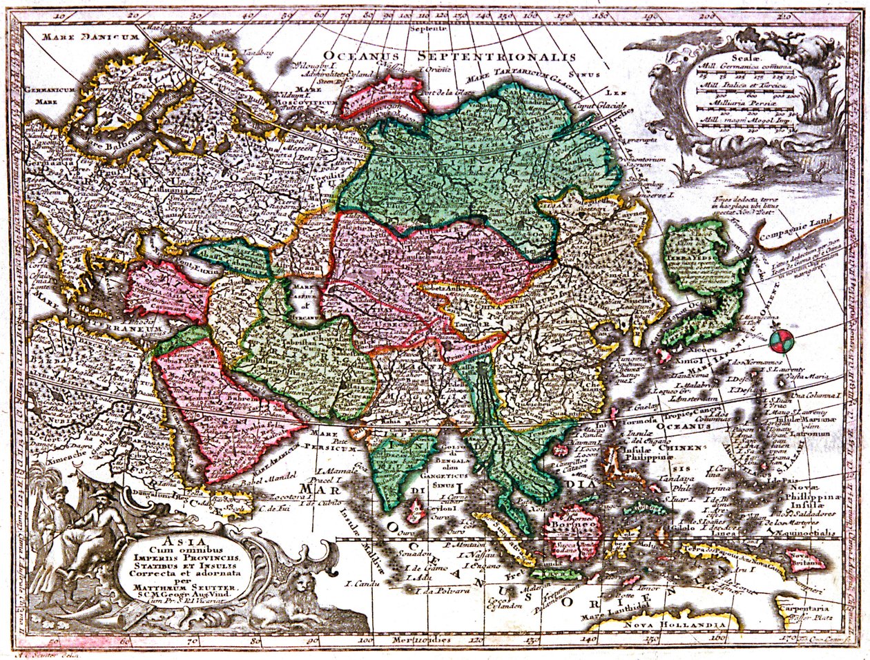 Mapa Asie od Georg Matthäus Seutter
