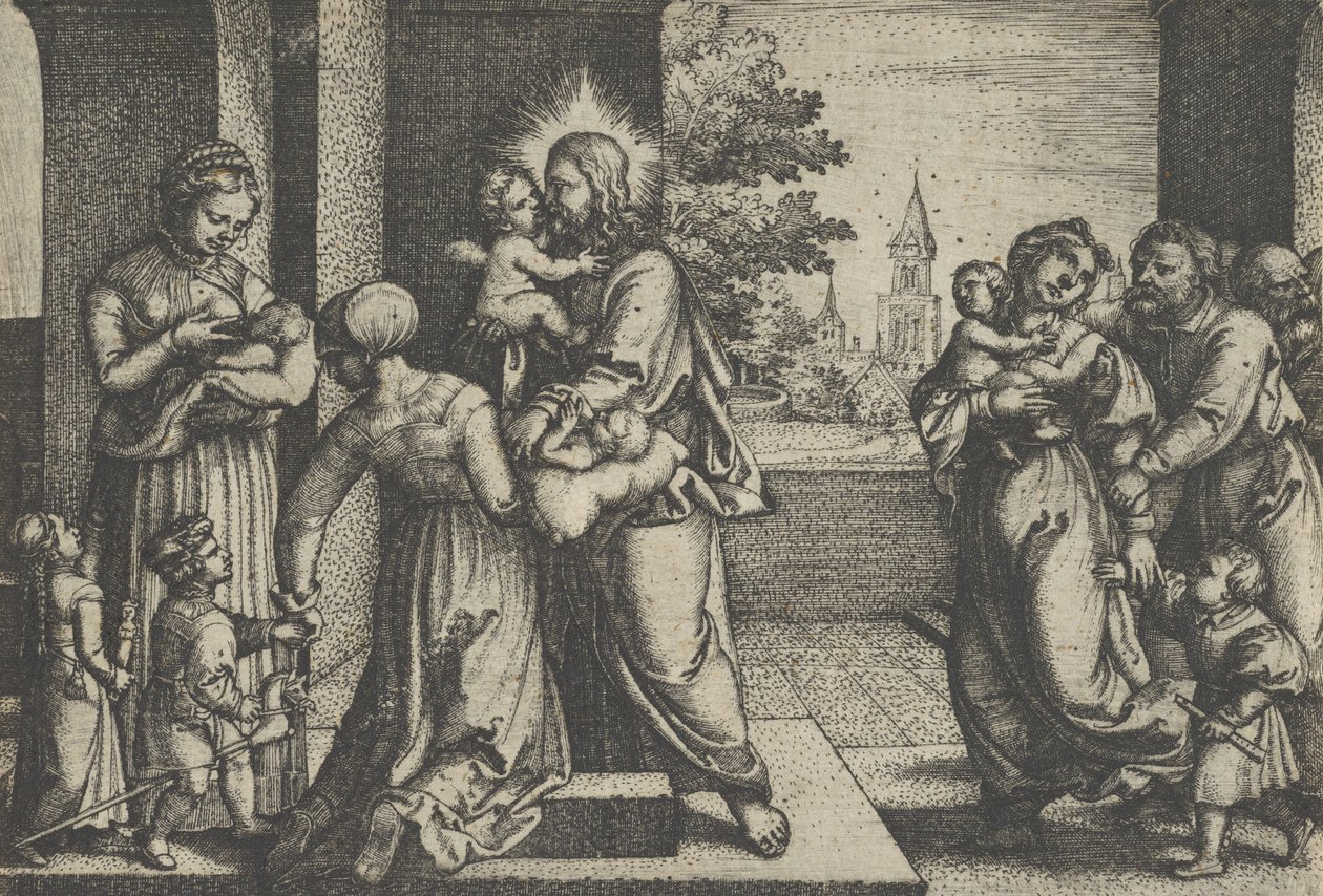 Kristus a děti. od Georg Pencz