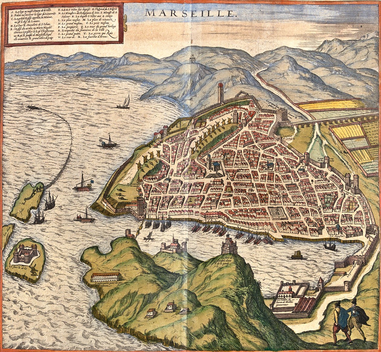 Marseille, Francie od Georg and Hogenberg Franz (1535 90) Braun