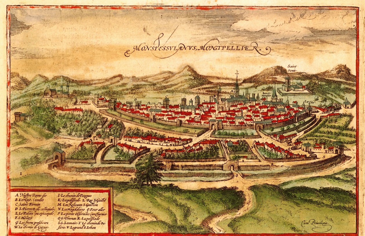 Montpellier, Francie od Georg and Hogenberg Franz (1535 90) Braun