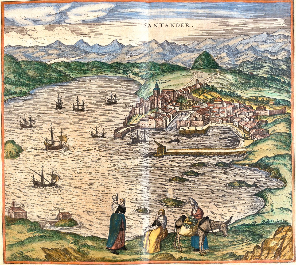Santander, Španělsko od Georg and Hogenberg Franz (1535 90) Braun