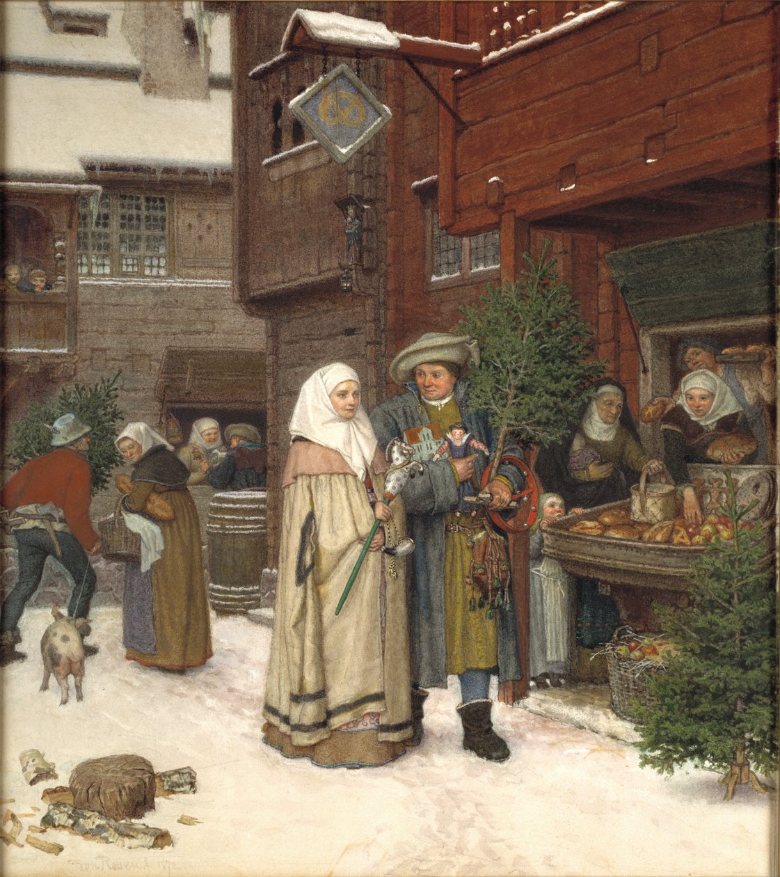 Vánoční jarmark, 1872. od Georg von Rosen