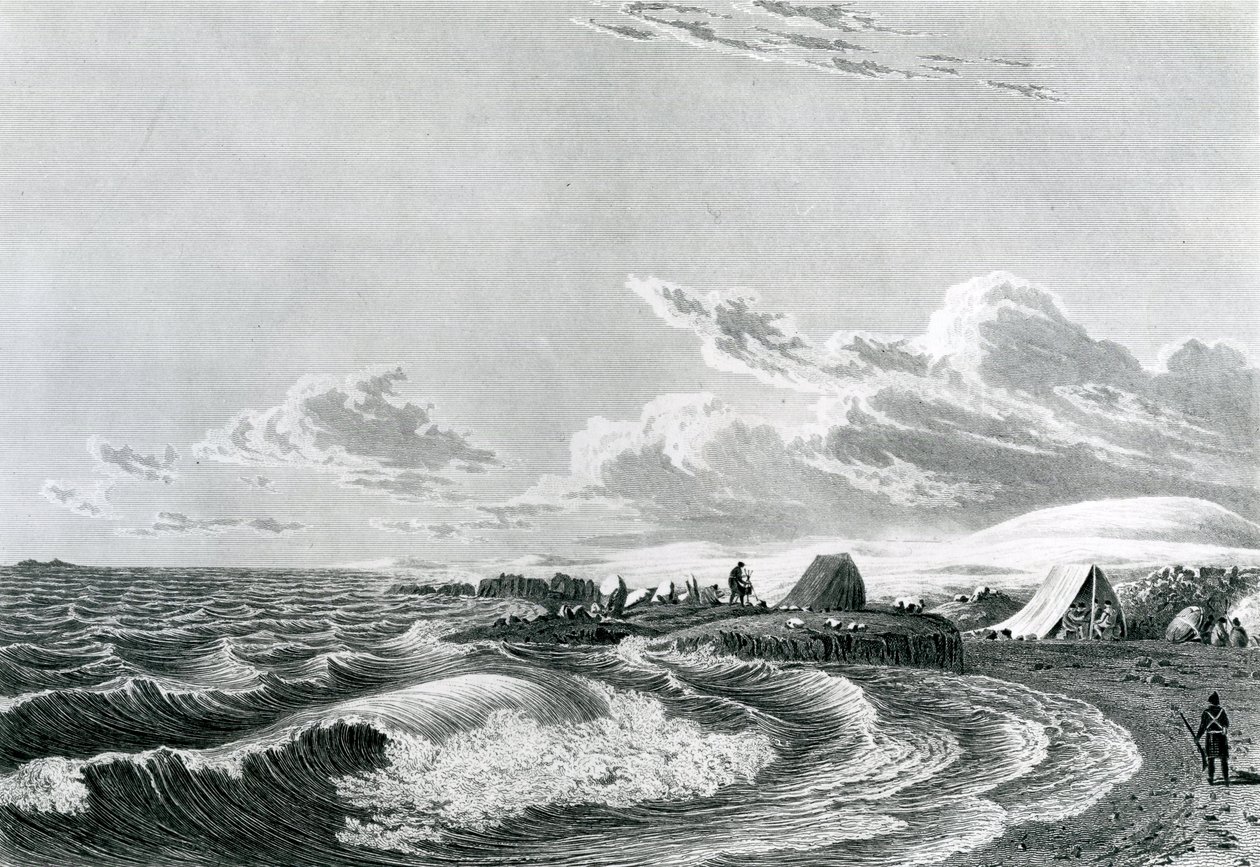 Franklinova expedice se utábořila v Point Turnagain, 1821 od George Back