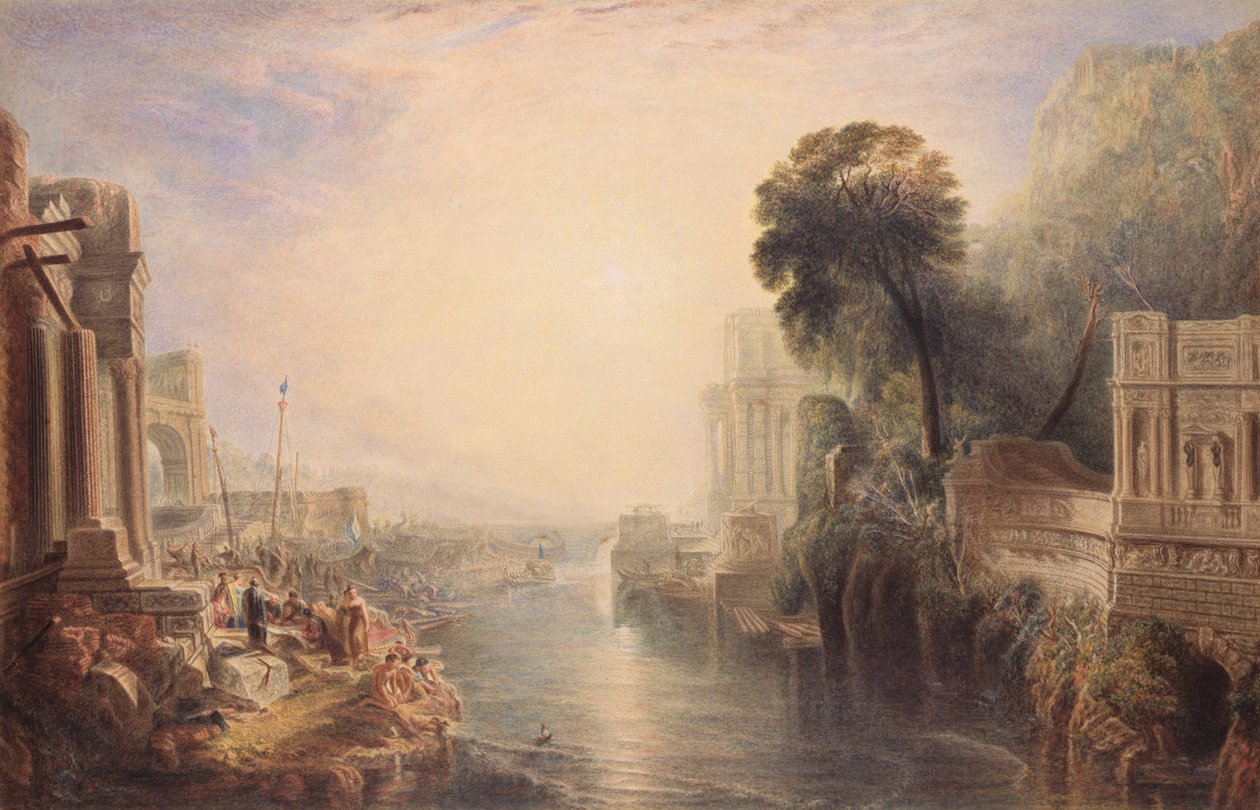 The Ruins of Ancient Rome, c.1820 (wc a arabská guma na papíře) od George Barret