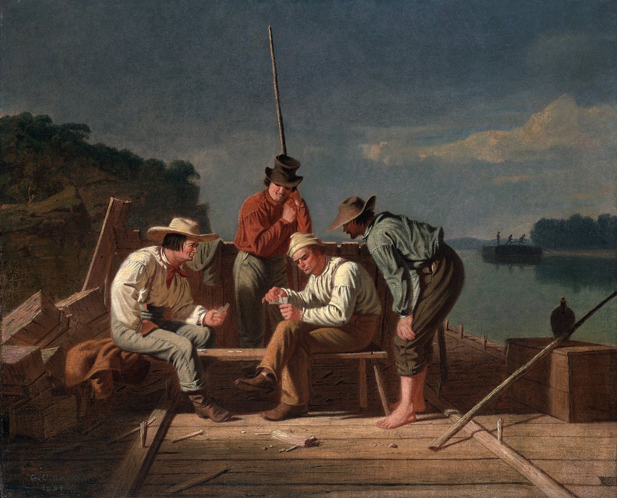 In a Quandary aneb Mississippi Raftsmen at Cards, 1851 od George Caleb Bingham