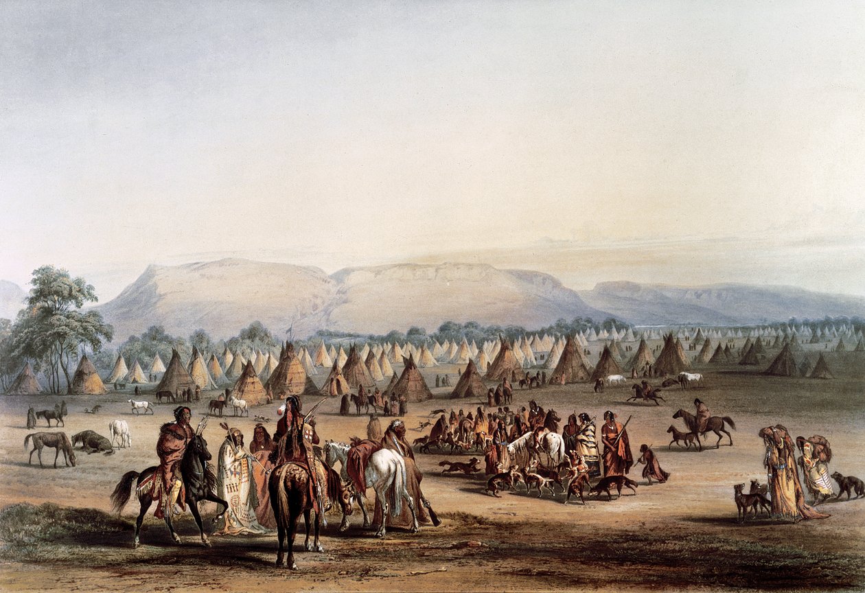 Tábor indiánů Piekann od George Catlin