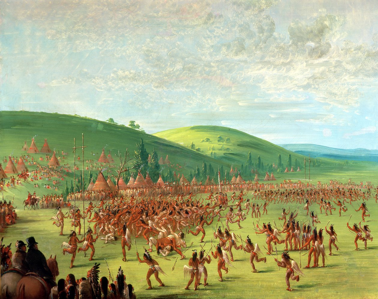 Indická míčová hra od George Catlin