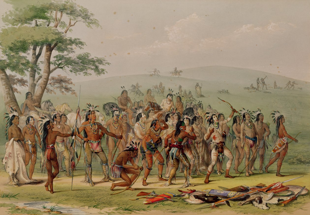 Mandanská lukostřelecká soutěž, kolem roku 1832 od George Catlin
