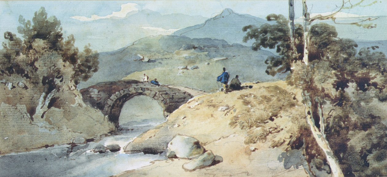 Čínská krajina s mostem od George Chinnery