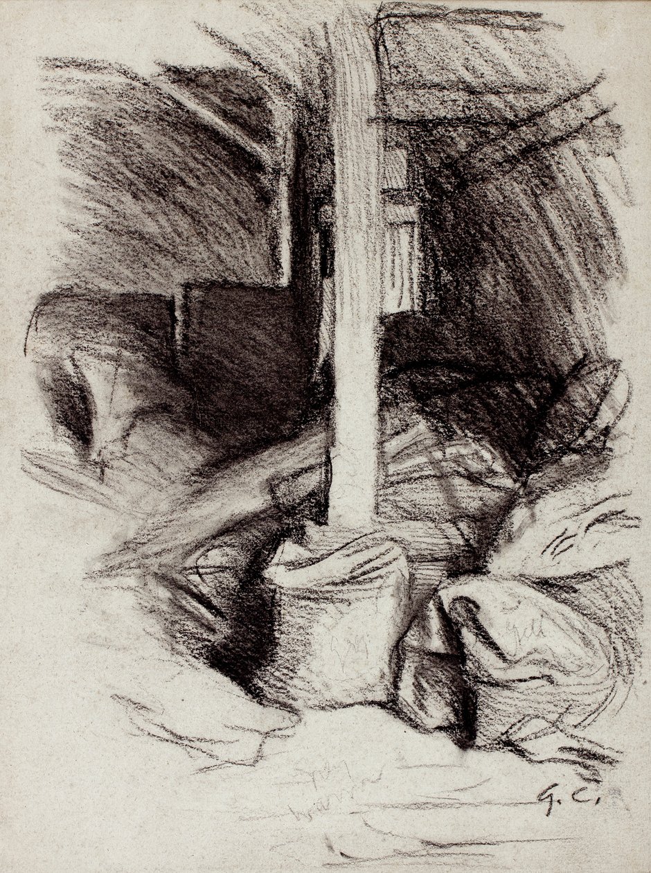 Interiér stodoly (uhel na papíře) od George Clausen