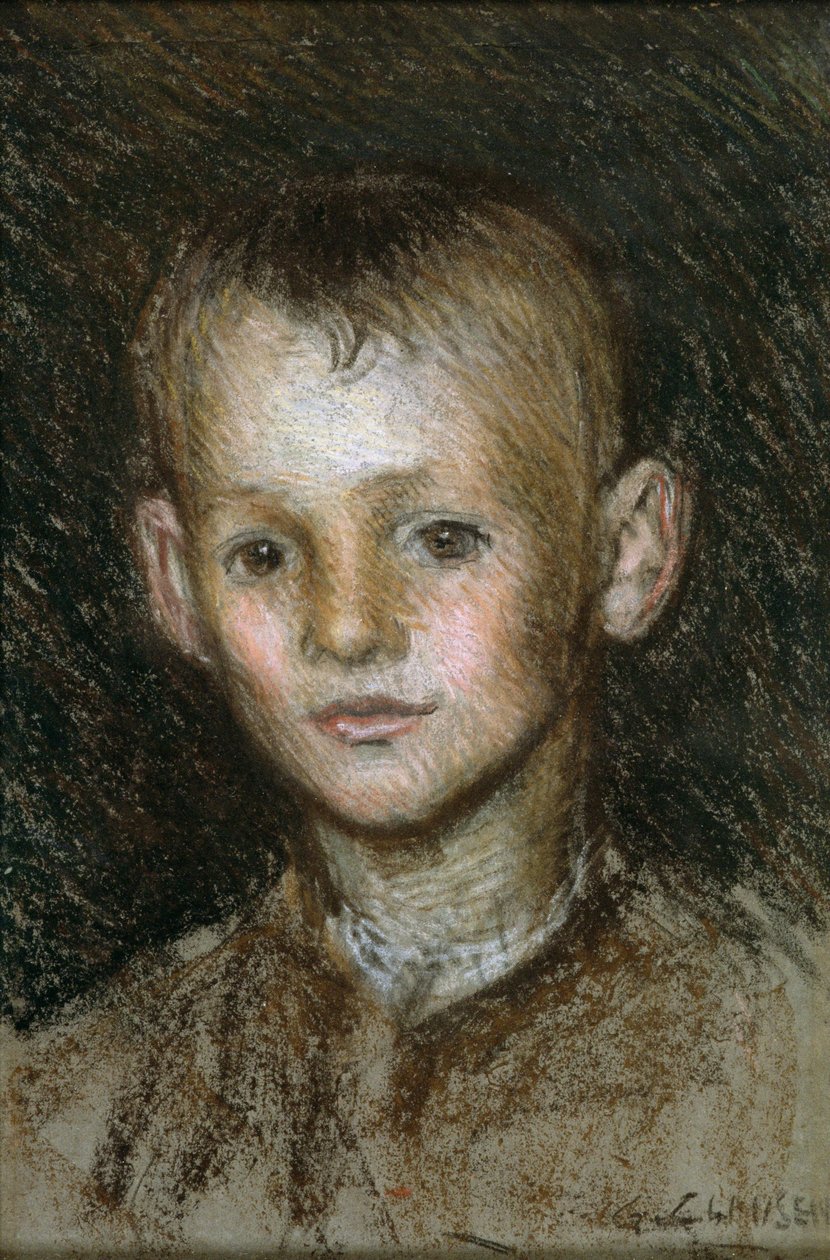Studie chlapce z farmy (pastel na papíře) od George Clausen