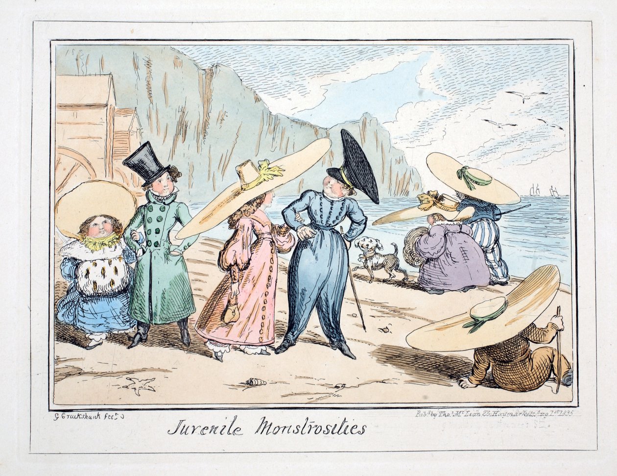 Juvenile Monstrosities, hospoda. 1835 (ručně kolorovaná rytina) od George Cruikshank
