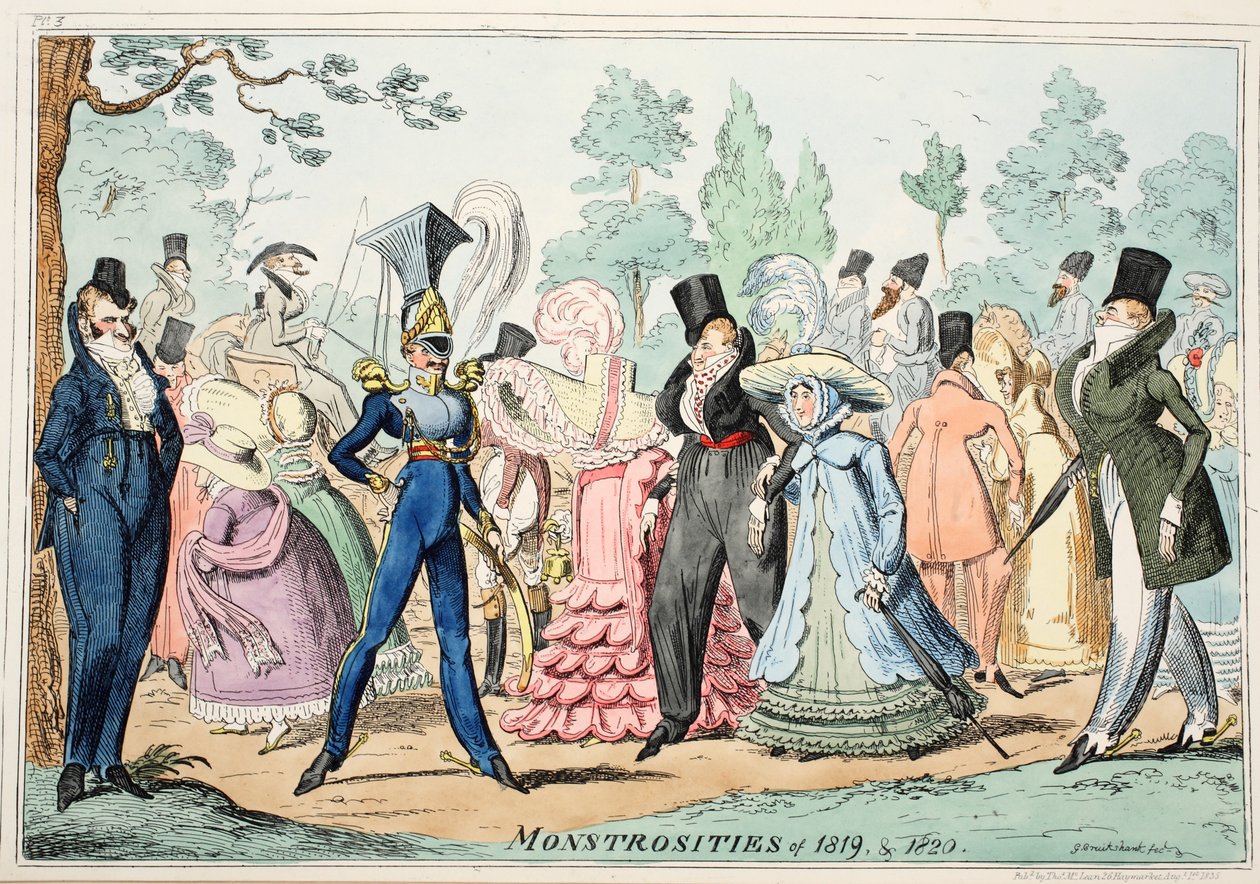 Monstrass of 1819 & 1820, pub. 1835 (ručně kolorovaná rytina) od George Cruikshank