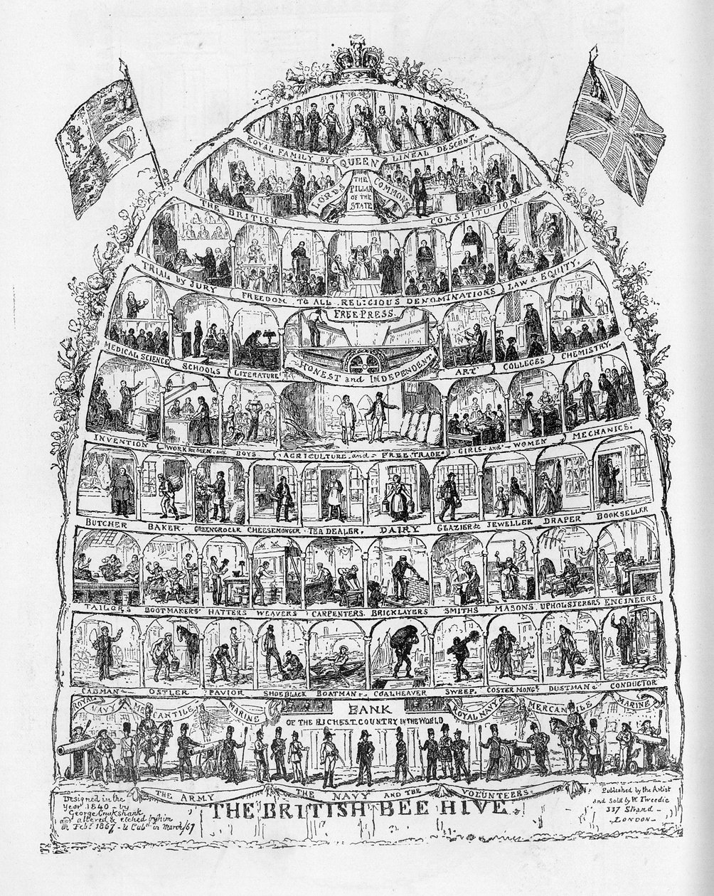 Britský úl, 1867 od George Cruikshank