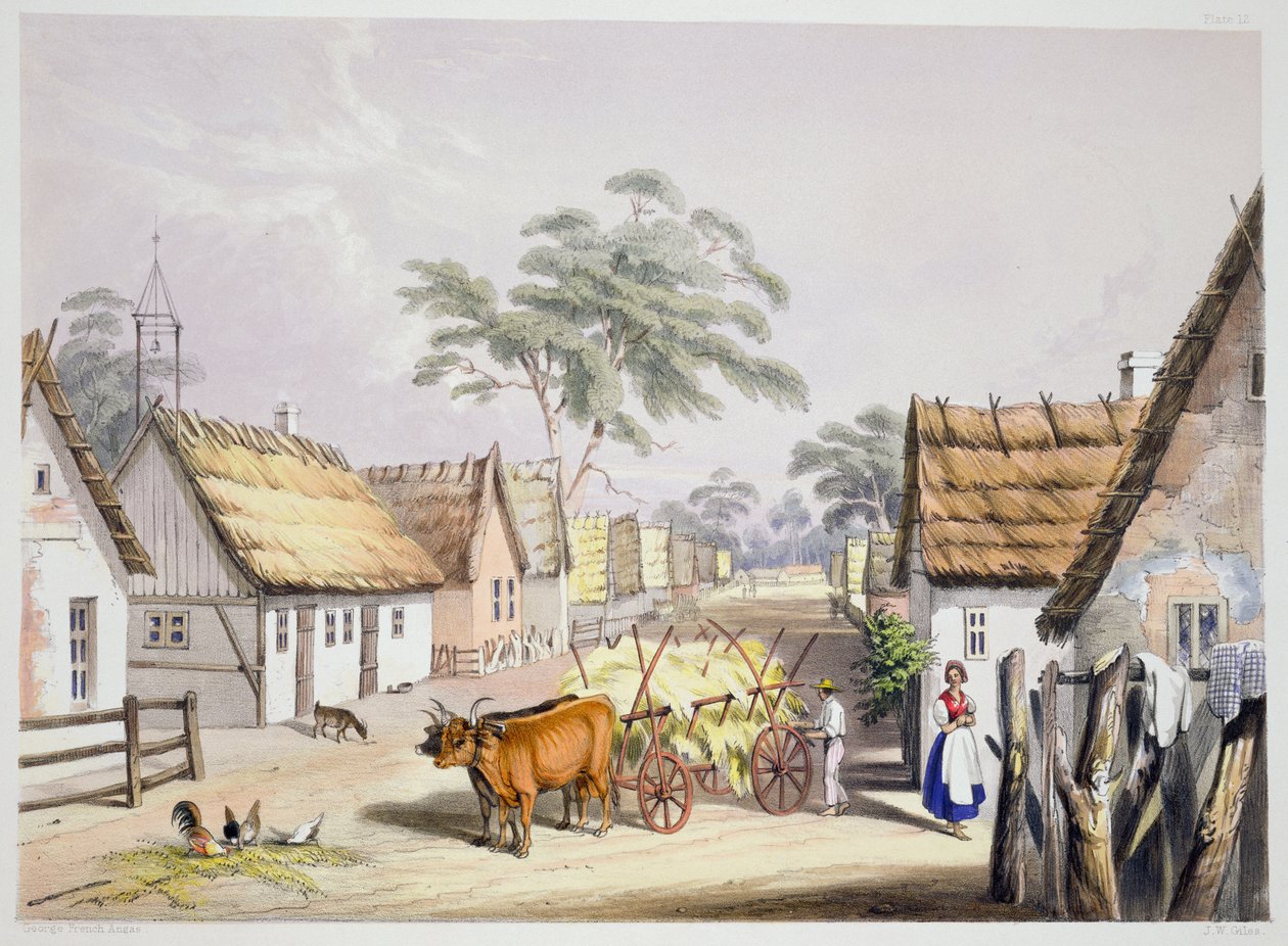 Vesnice německých osadníků poblíž Adelaide, 1846 od George French Angas