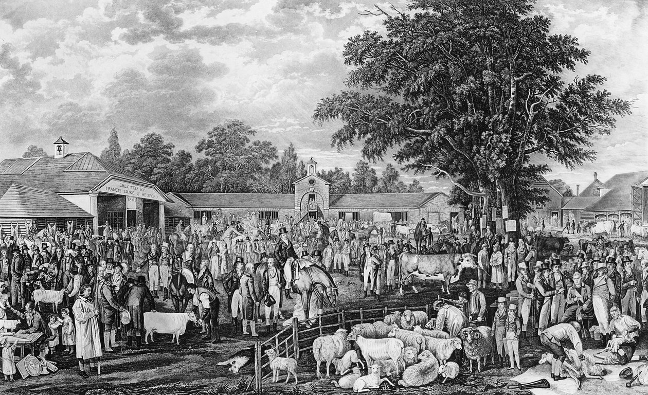Woburn Sheepshearing, vyryl Thomas Morris, 1811 od George Garrard