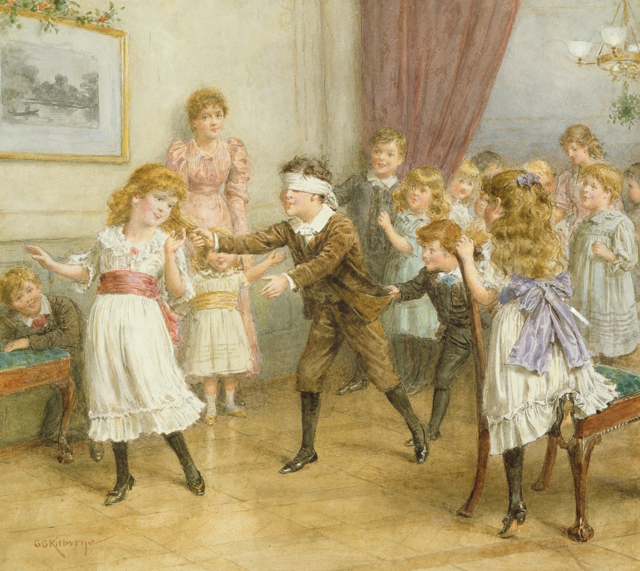 Hra na slepou bábu od George Goodwin Kilburne