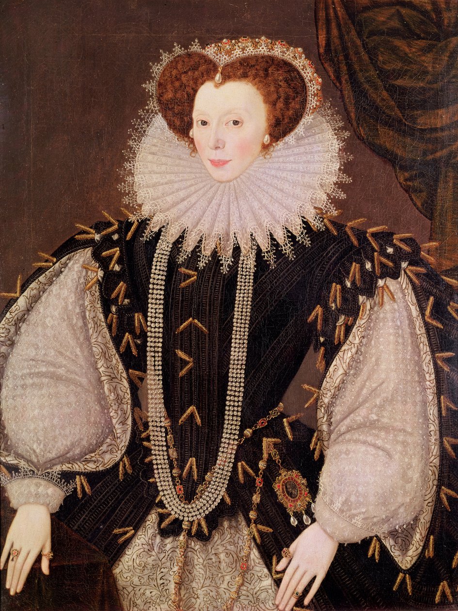 Portrét Elizabeth Sydenham, Lady Drake, kolem roku 1585 od George Gower