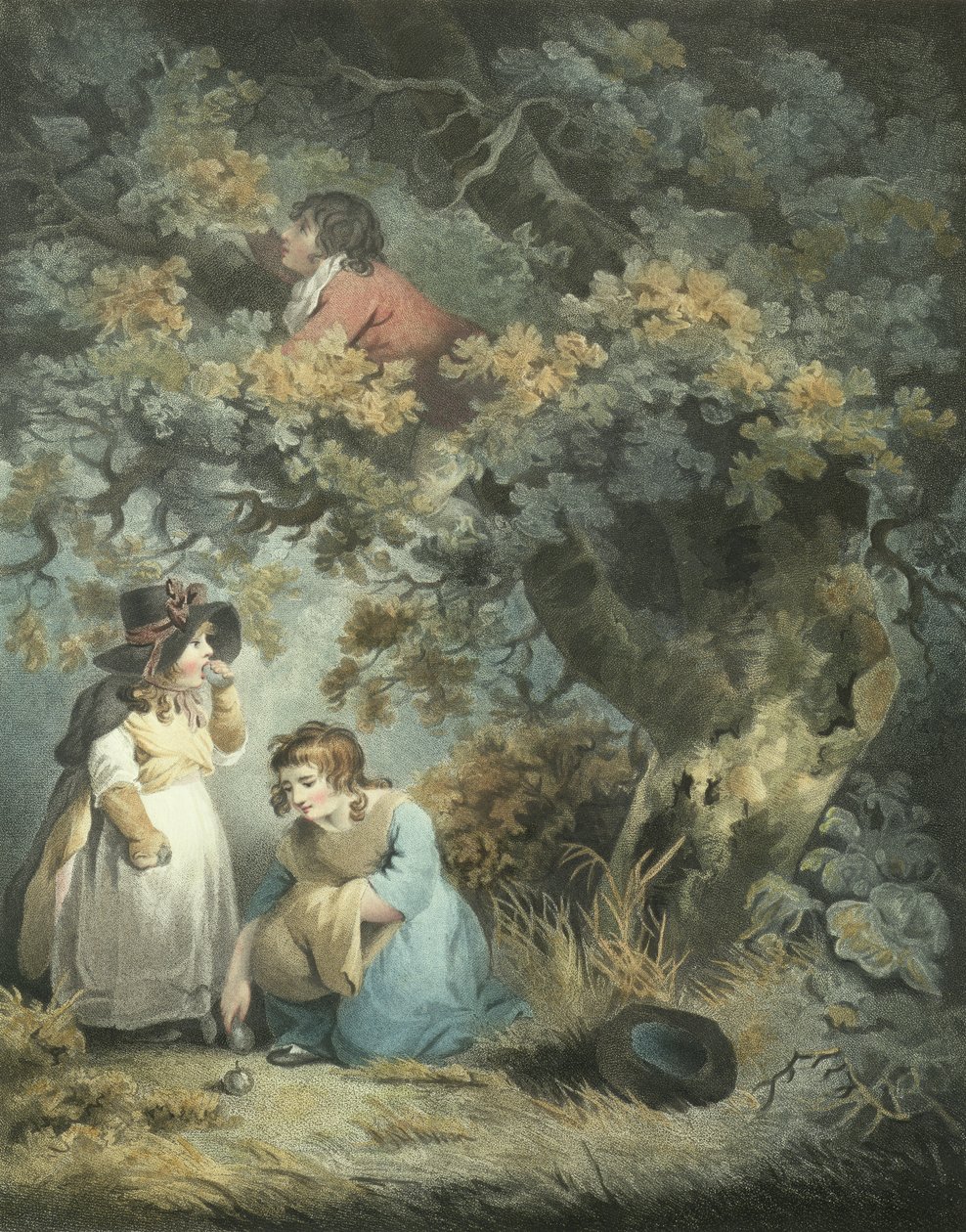 Gathering Fruit, rytina R.M. Louky, hospoda. od Johna Raphaela Smithe, 1793 (tehovaná rytina) (pár 125531) od George Morland