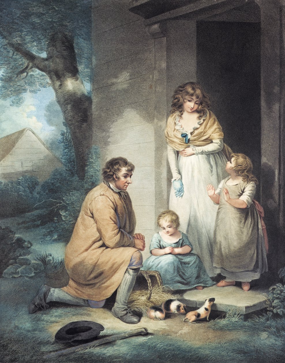 Morčata, ryl Thomas Gaugain (1748-1812), hospoda. od T. Philipe, 1796 (teplikovaná rytina) (pár 125547) od George Morland