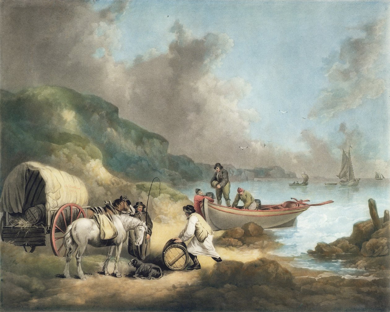 Smugglers, ryl James Ward (1769-1859), hospoda. od J.R. Smith, 1793 (mezzotintová rytina) (pár 125517) od George Morland