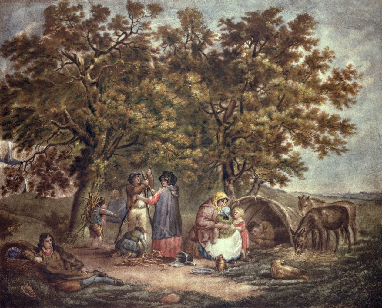 The Gipsies Stan, vyrytý Joseph Grozar od George Morland