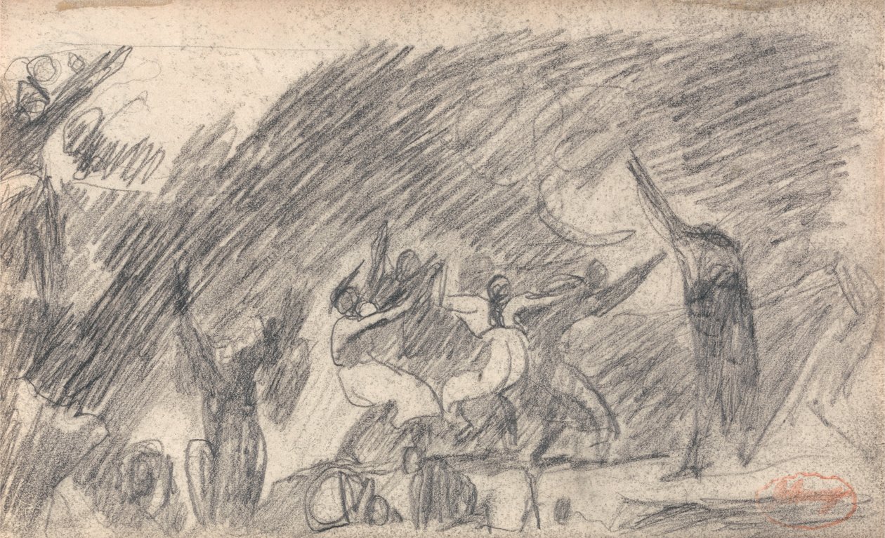 MacBeth v jeskyni čarodějnic- druhá návštěva od George Romney
