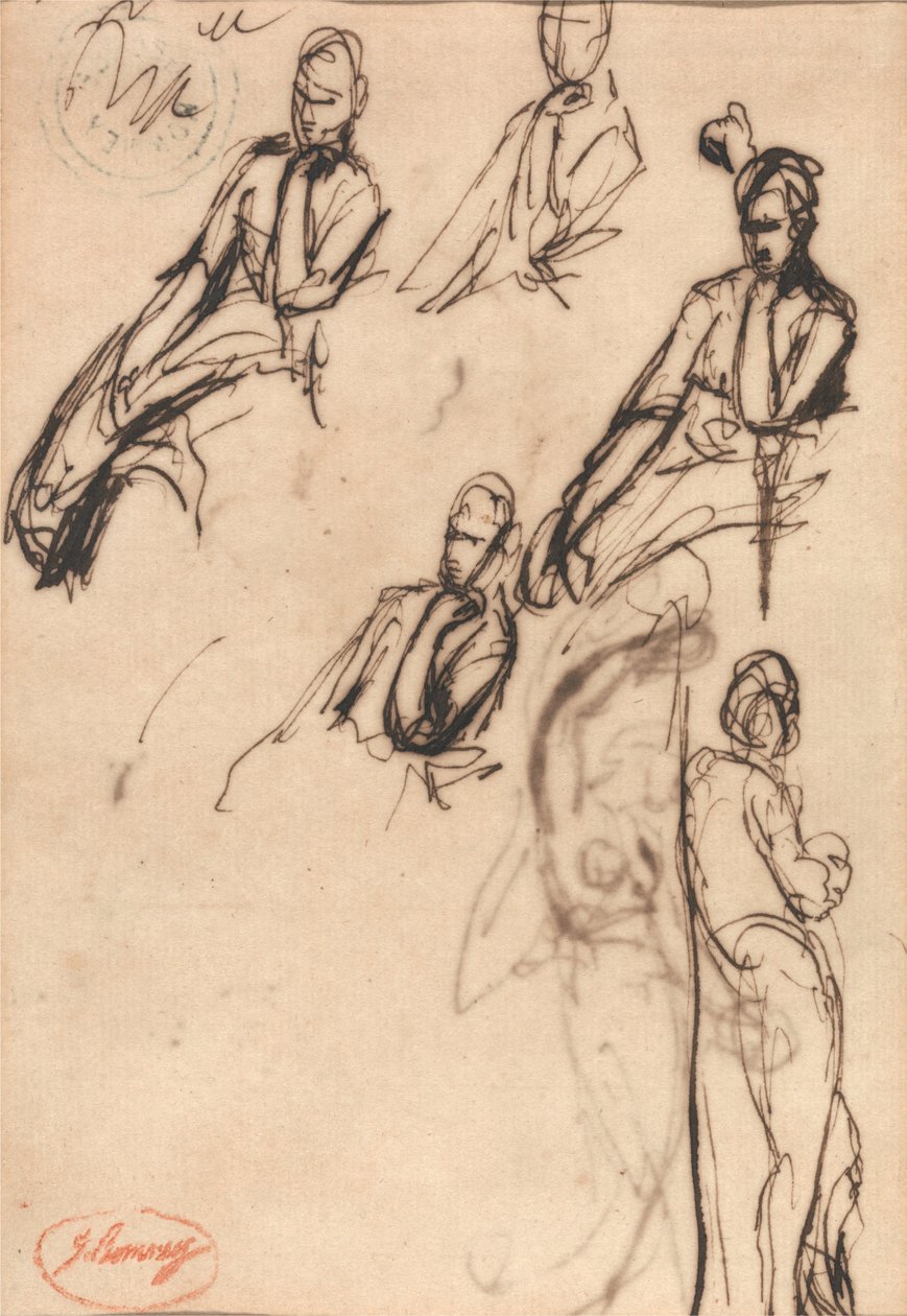 Sedící a stojící postavy od George Romney
