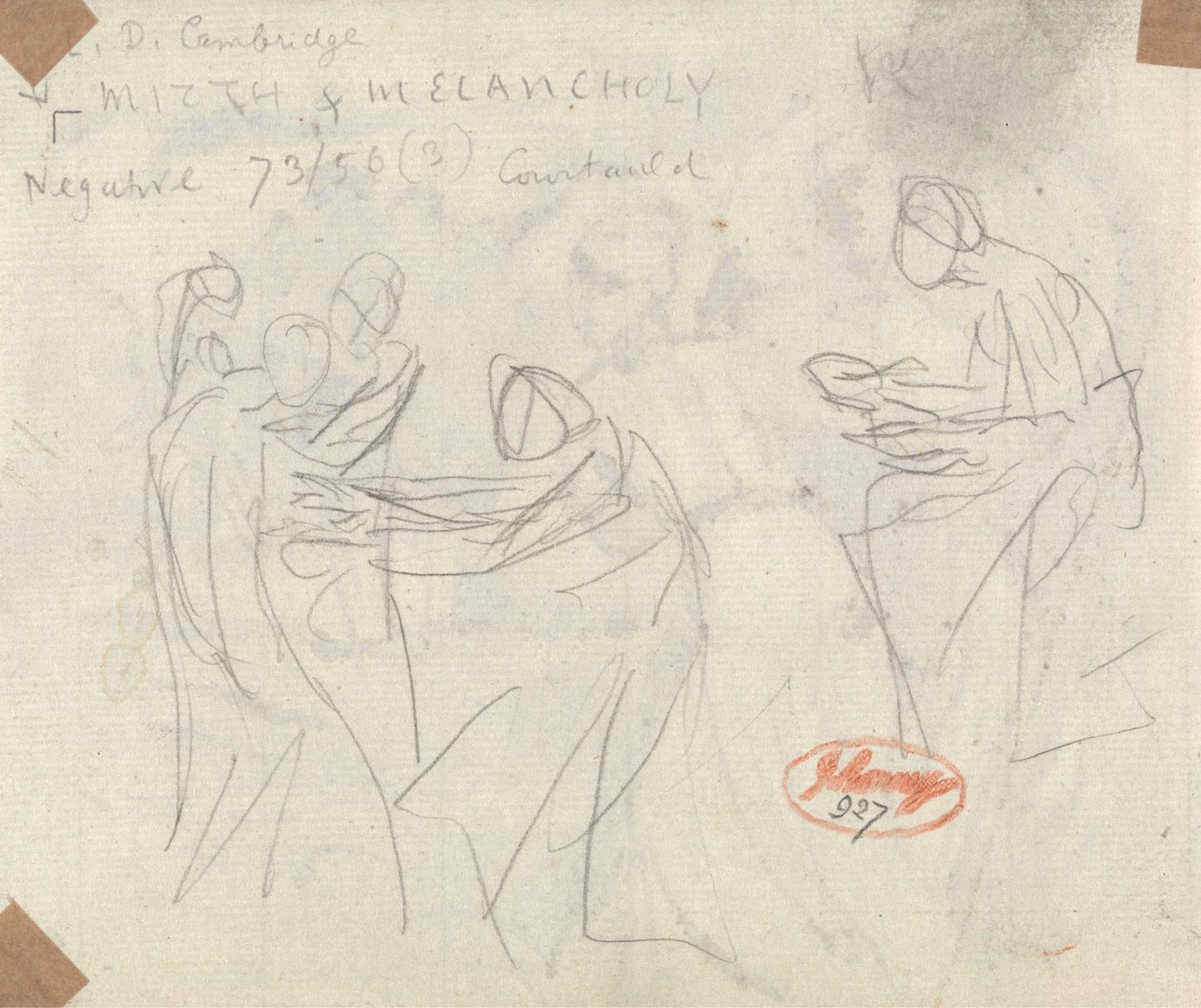 Skica pro čarodějnice a mládež v jeskyni od George Romney