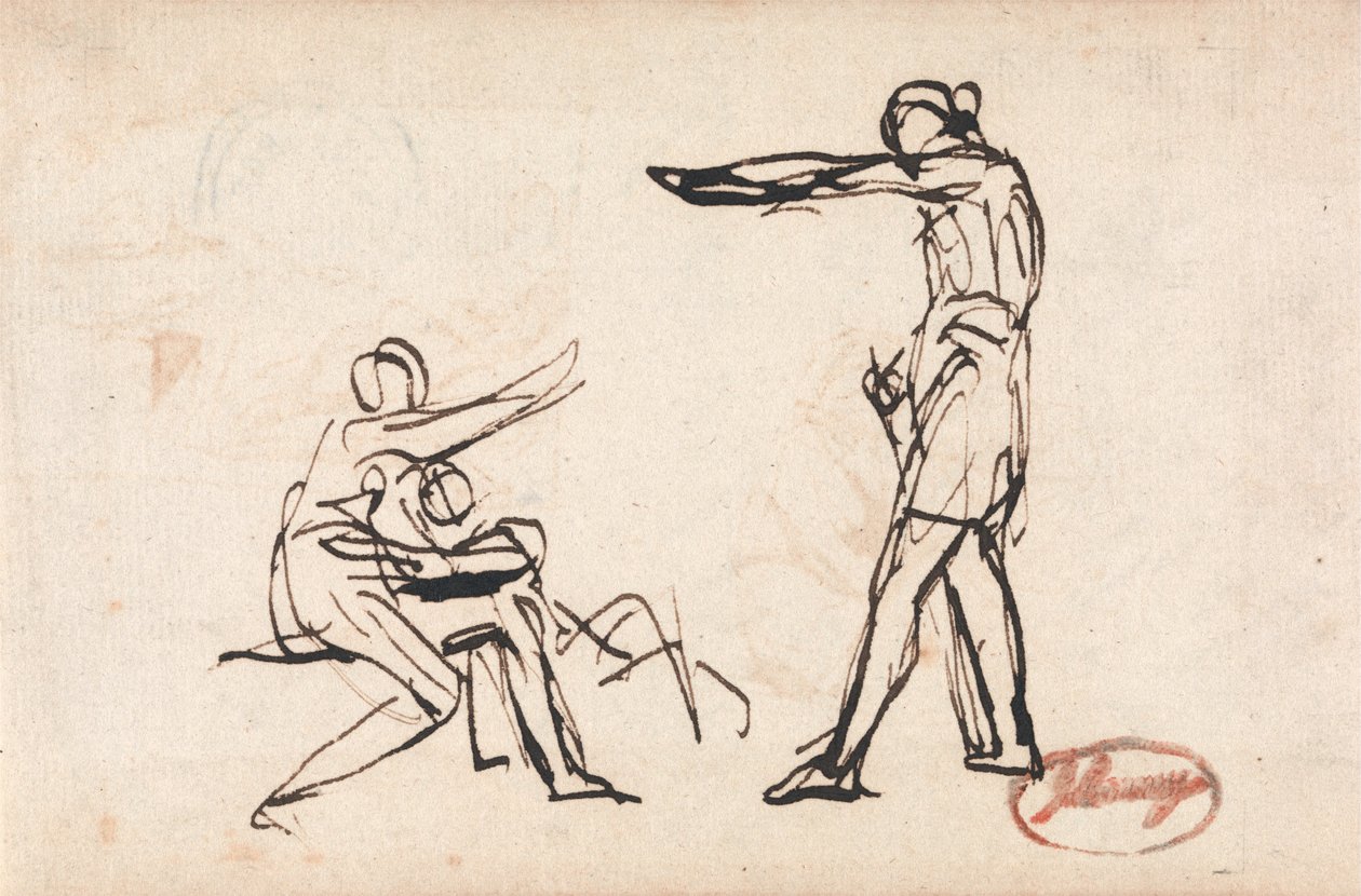 Stojící postava ohrožující matku a dítě od George Romney