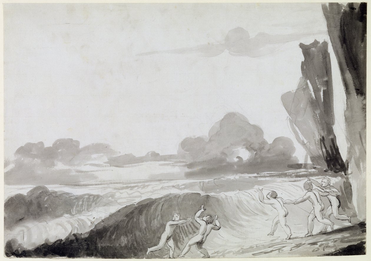 The Wave (pero a inkoust a šedá barva přes grafit na papíře) od George Romney