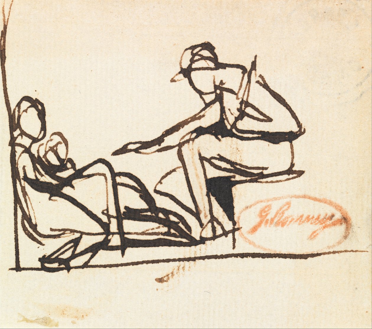 Dvě sedící postavy od George Romney