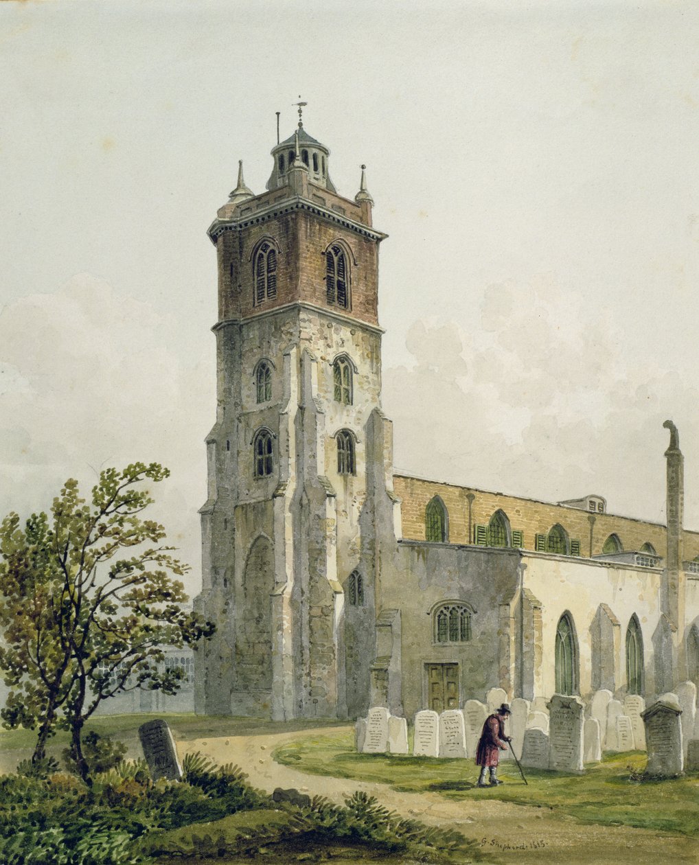 Kostel svatého Jiljí, Cripplegate, City of London, 1815 od George Shepherd