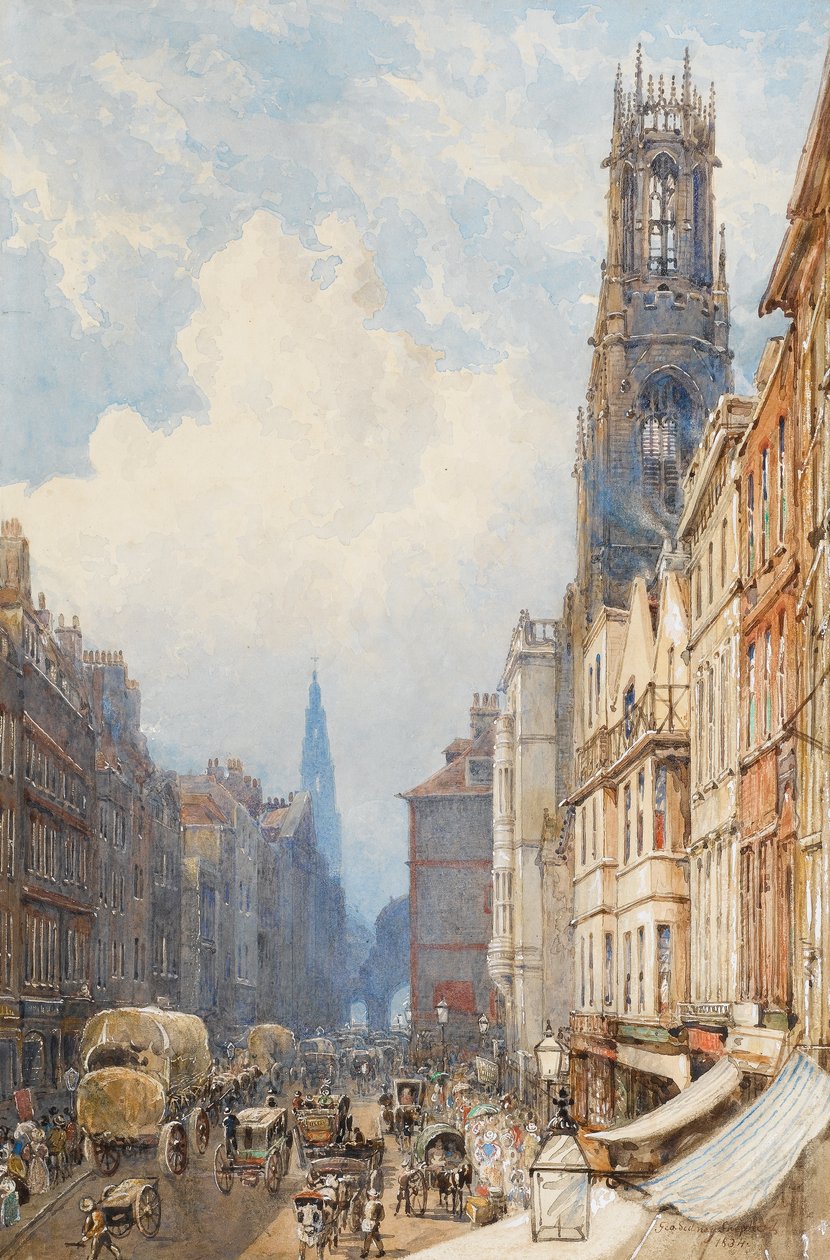 Fleet Street, Londýn, 1834 (wc na papíře) od George Shepherd