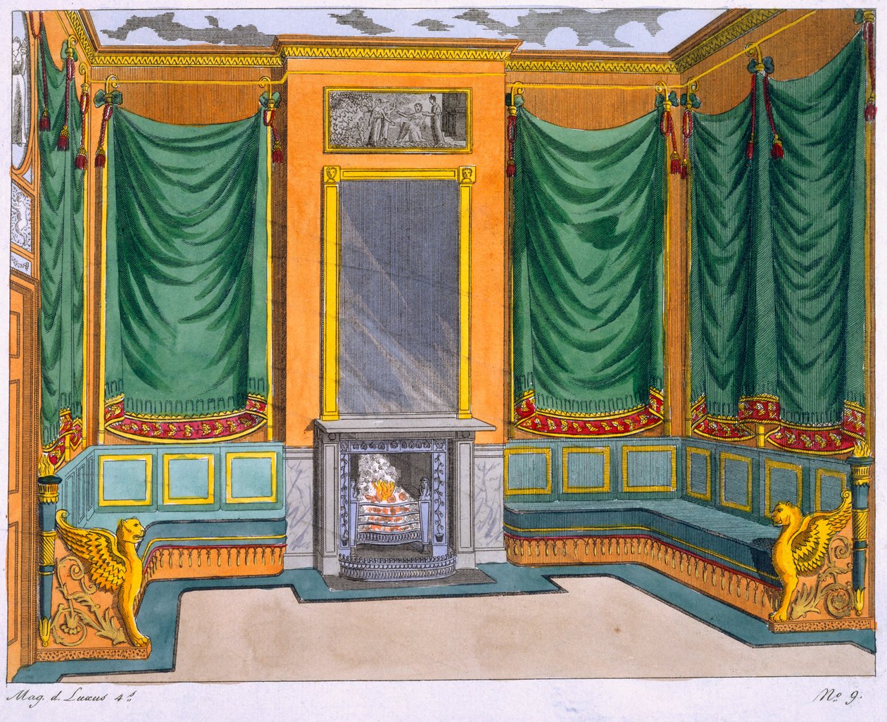 Room Design, George Smith, z Magazin des Luxus, Paříž a Lipsko, svazek IV, 19. století od George Smith
