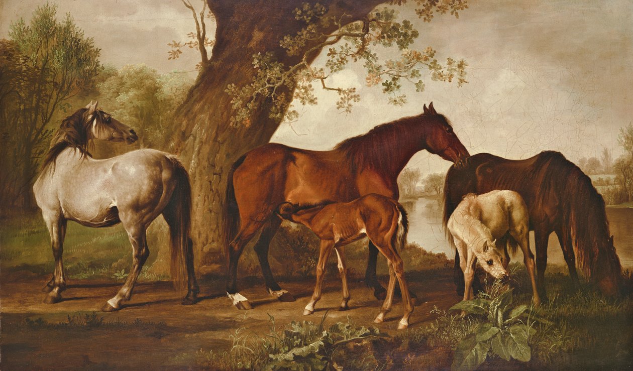 Klisny a hříbata od George Stubbs