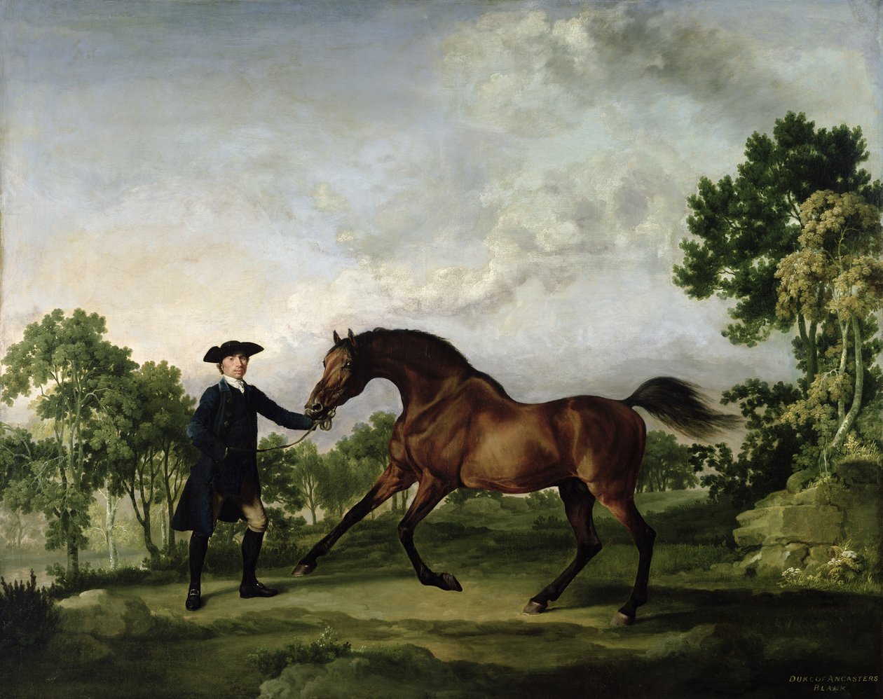 Hnědák vévody z Ancasteru Blank, držený čeledínem, kolem 1762-5 od George Stubbs