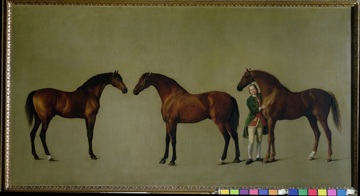 Whistlejacket a dva další hřebci se Simonem Cobbem, ženichem, 1762 od George Stubbs