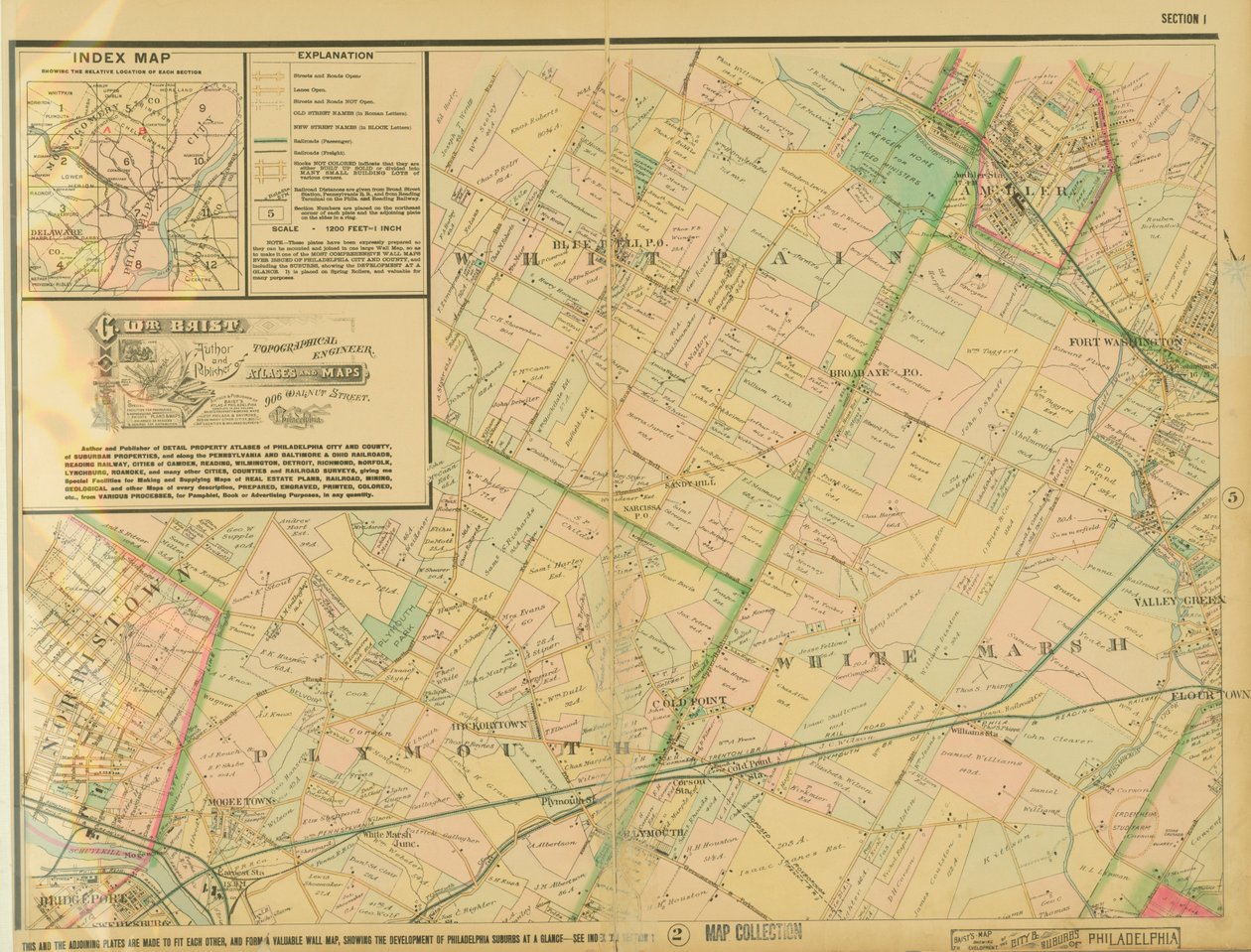 Baists Map Showing the Development of the City & Suburbs of Philadelphia, deska 1, 1897 od George William Baist