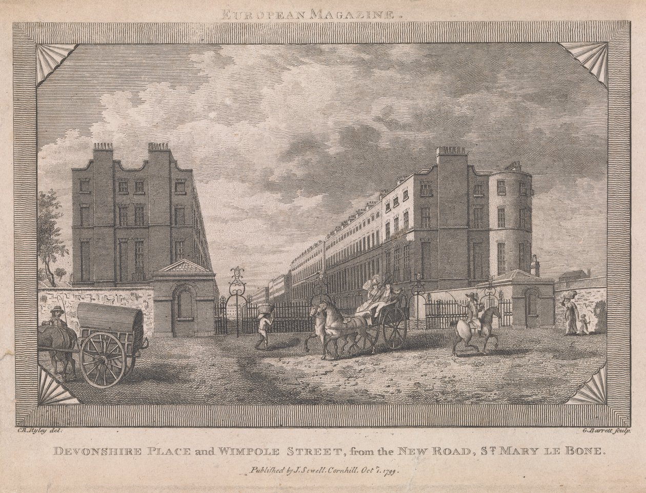 Devonshire Place a Wimpole Street... od George Barret Jr.