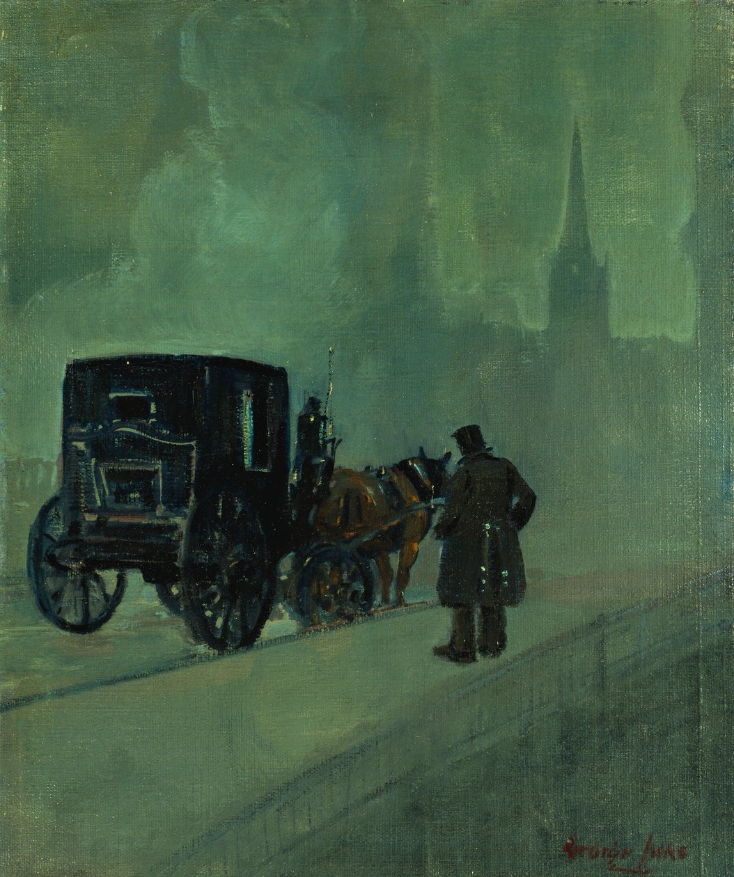 Mlhavá noc, New York od George Benjamin Luks