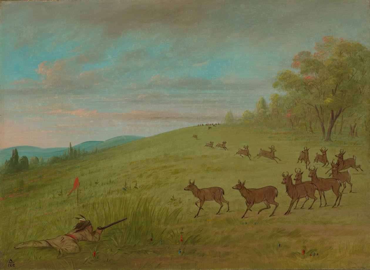 Střelba antilop - Assiniboine, 18611869. od George Catlin